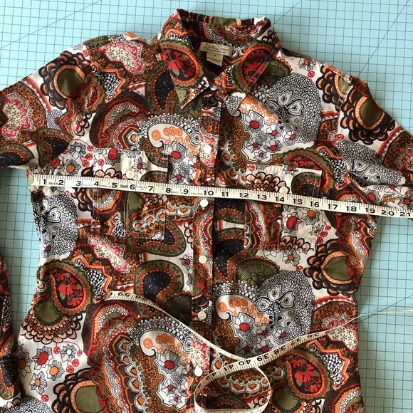 Lucky Brand Light Weight Paisley Print Button Down Camp Shirt Size M - Picture 6 of 8
